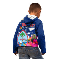 Guam Liberation Kid Hoodie Latte Stone and Guahan Seal Jungle Flower