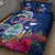 Personalised Guam Liberation Quilt Bed Set Latte Stone and Guahan Seal Jungle Flower