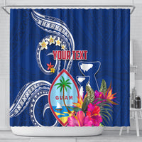 Personalised Guam Liberation Shower Curtain Latte Stone and Guahan Seal Jungle Flower