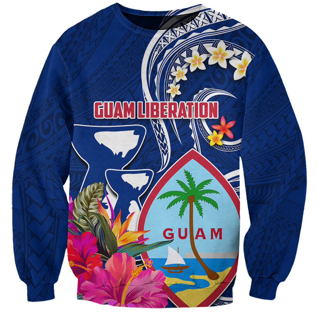 Guam Liberation Sweatshirt Latte Stone and Guahan Seal Jungle Flower