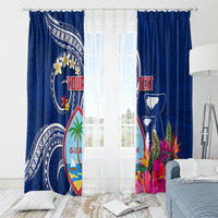 Personalised Guam Liberation Window Curtain Latte Stone and Guahan Seal Jungle Flower