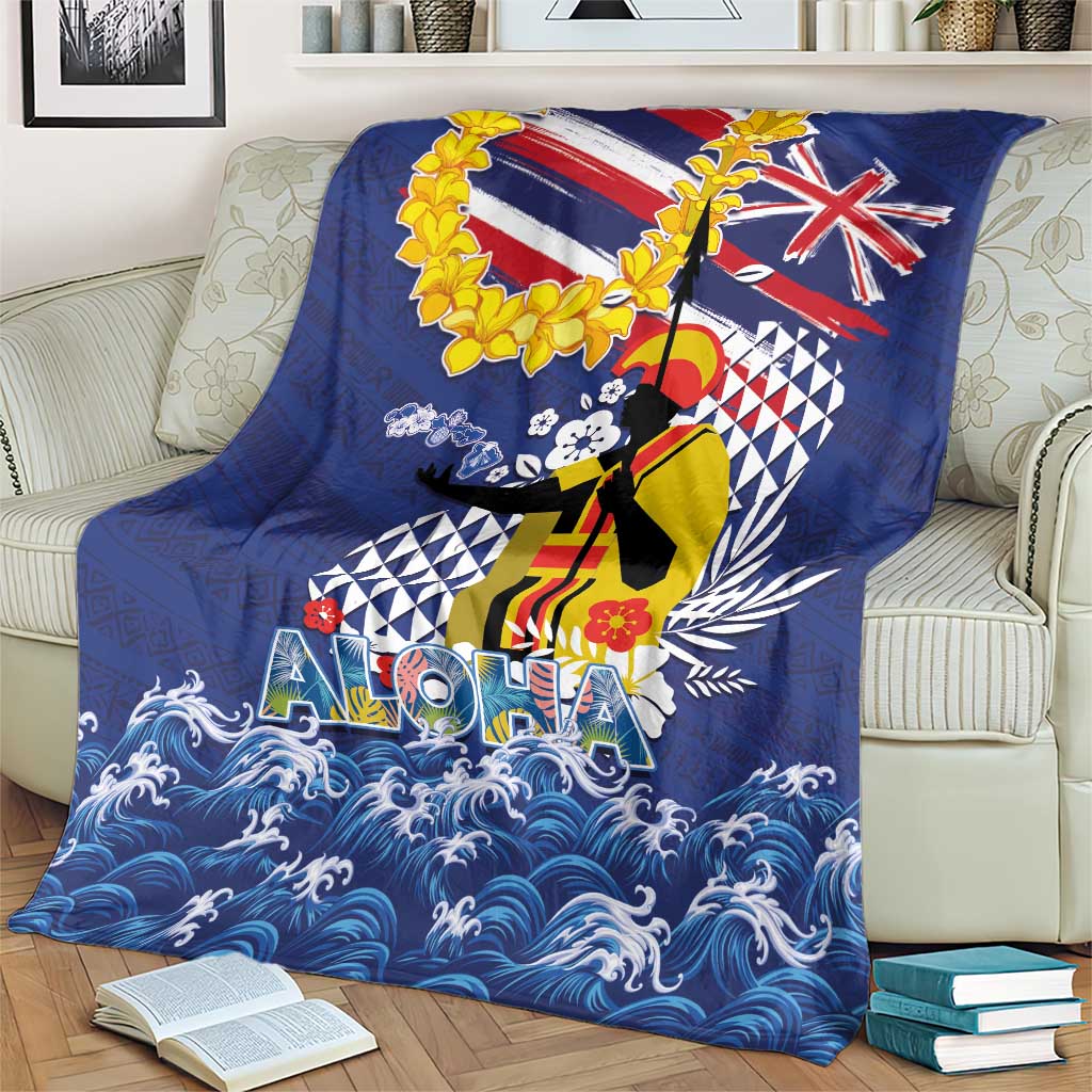 Hawaii King Kamehameha Day Blanket Lei Sea Waves Polynesian Tapa Pattern
