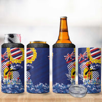 Hawaii King Kamehameha Day 4 in 1 Can Cooler Tumbler Lei Sea Waves Polynesian Tapa Pattern