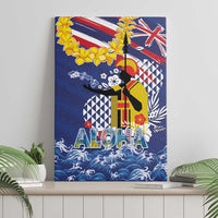 Hawaii King Kamehameha Day Canvas Wall Art Lei Sea Waves Polynesian Tapa Pattern