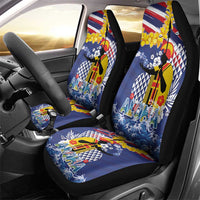 Hawaii King Kamehameha Day Car Seat Cover Lei Sea Waves Polynesian Tapa Pattern