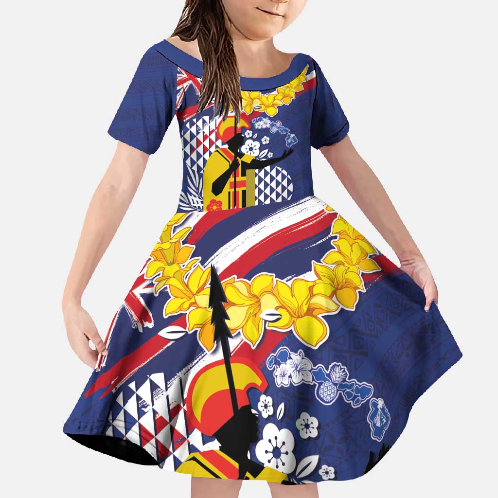 Hawaii King Kamehameha Day Family Matching Mermaid Dress and Hawaiian Shirt Lei Sea Waves Polynesian Tapa Pattern