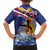 Hawaii King Kamehameha Day Family Matching Off The Shoulder Long Sleeve Dress and Hawaiian Shirt Lei Sea Waves Polynesian Tapa Pattern