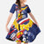 Hawaii King Kamehameha Day Family Matching Off The Shoulder Long Sleeve Dress and Hawaiian Shirt Lei Sea Waves Polynesian Tapa Pattern