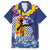 Hawaii King Kamehameha Day Family Matching Off The Shoulder Long Sleeve Dress and Hawaiian Shirt Lei Sea Waves Polynesian Tapa Pattern