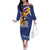 Hawaii King Kamehameha Day Family Matching Off The Shoulder Long Sleeve Dress and Hawaiian Shirt Lei Sea Waves Polynesian Tapa Pattern