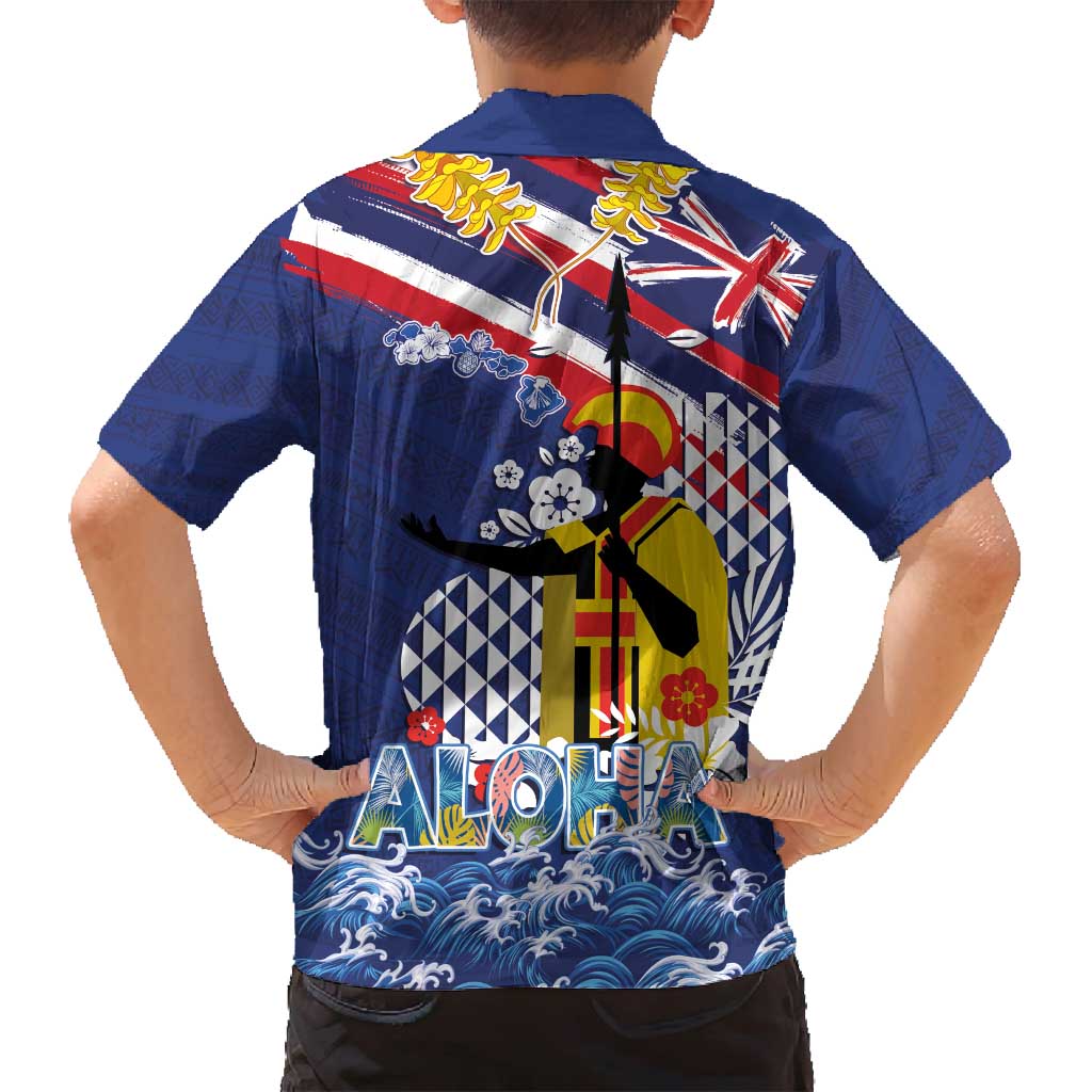 Hawaii King Kamehameha Day Family Matching Puletasi and Hawaiian Shirt Lei Sea Waves Polynesian Tapa Pattern