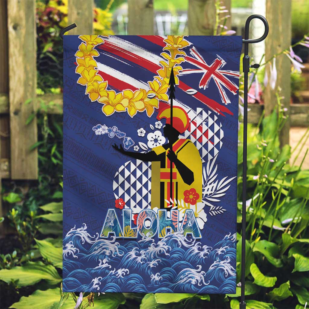 Hawaii King Kamehameha Day Garden Flag Lei Sea Waves Polynesian Tapa Pattern