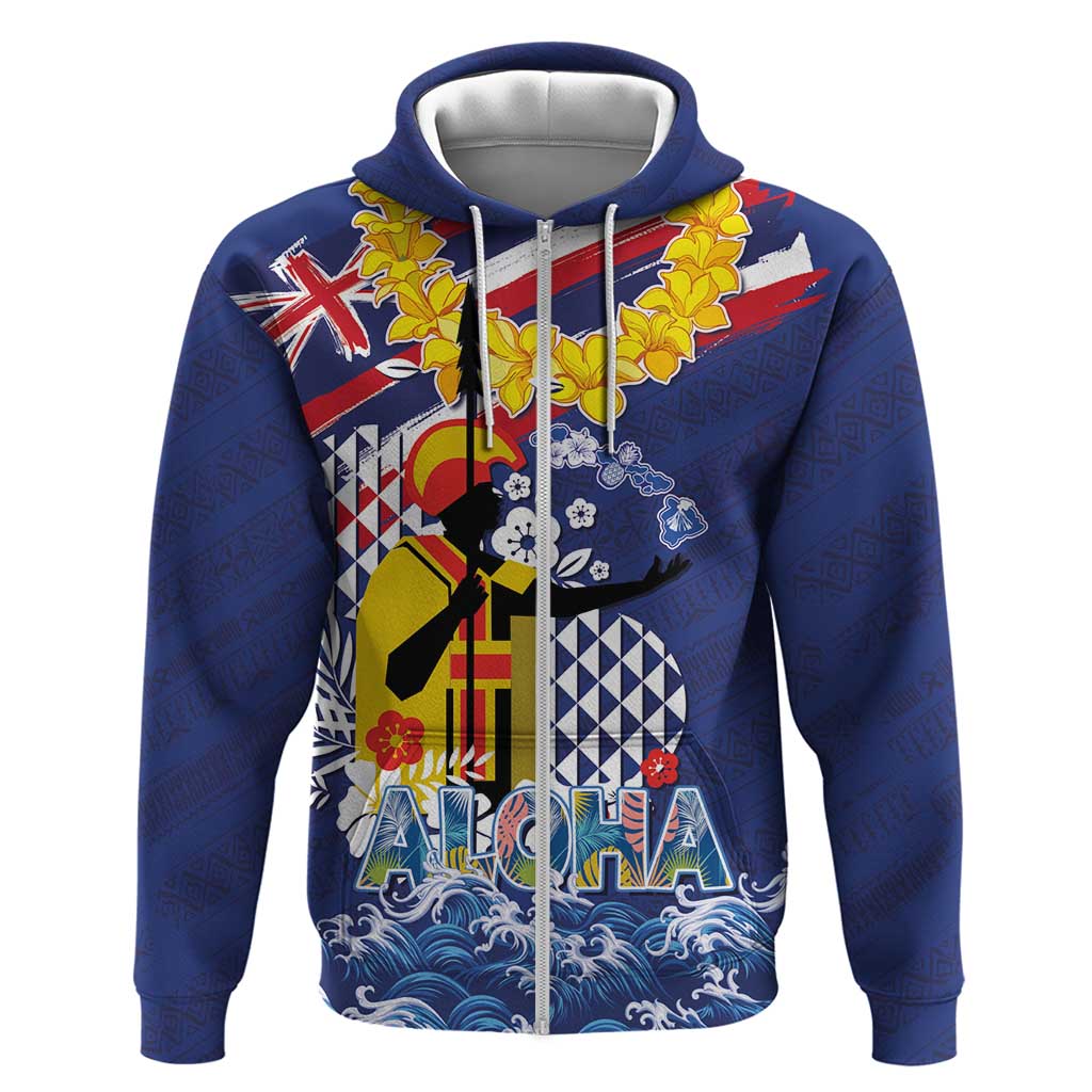 Hawaii King Kamehameha Day Hoodie Lei Sea Waves Polynesian Tapa Pattern