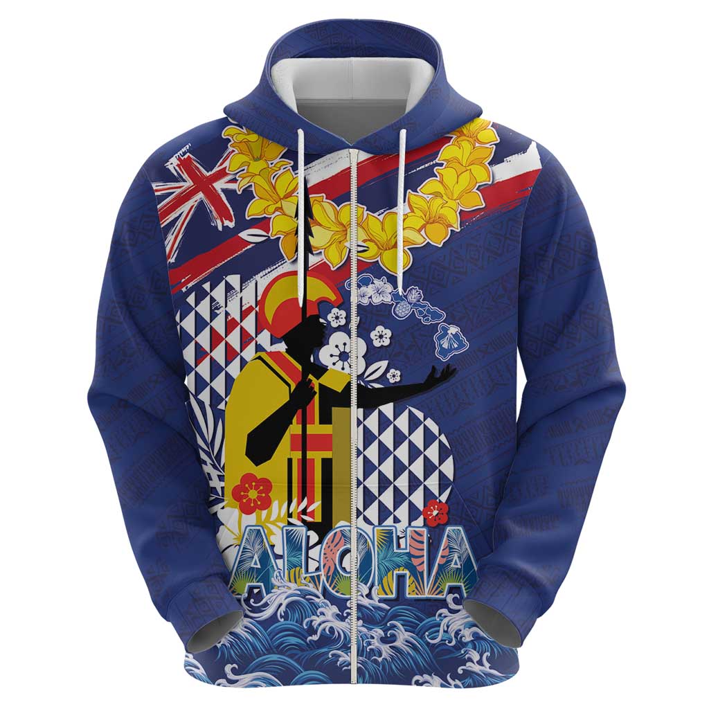 Hawaii King Kamehameha Day Hoodie Lei Sea Waves Polynesian Tapa Pattern
