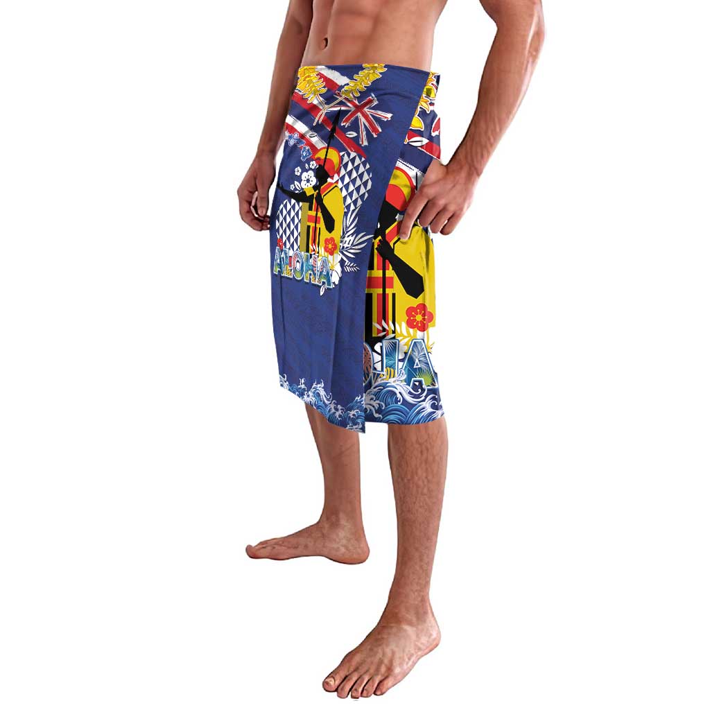 Hawaii King Kamehameha Day Lavalava Lei Sea Waves Polynesian Tapa Pattern