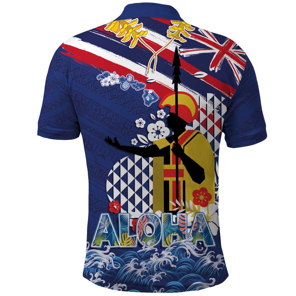 Hawaii King Kamehameha Day Polo Shirt Lei Sea Waves Polynesian Tapa Pattern