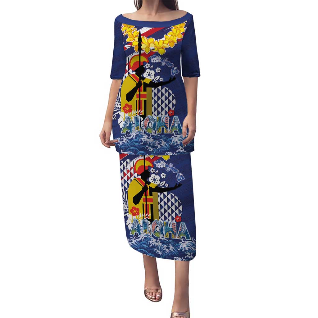 Hawaii King Kamehameha Day Puletasi Lei Sea Waves Polynesian Tapa Pattern