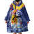 Hawaii King Kamehameha Day Wearable Blanket Hoodie Lei Sea Waves Polynesian Tapa Pattern