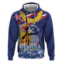 Hawaii King Kamehameha Day Zip Hoodie Lei Sea Waves Polynesian Tapa Pattern