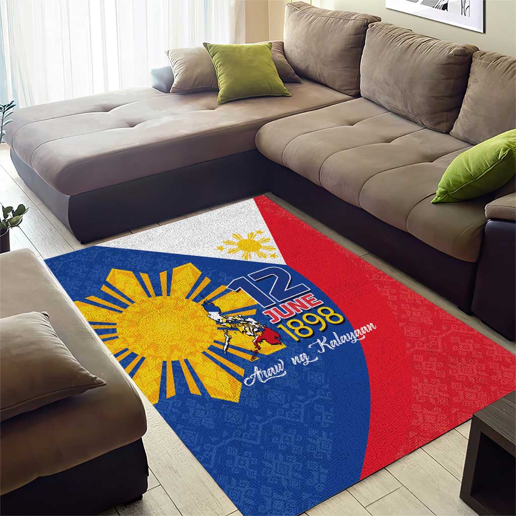 Philippines Independence Day Area Rug Araw ng Kalayaan Polynesian Sun and YAKAN Pattern