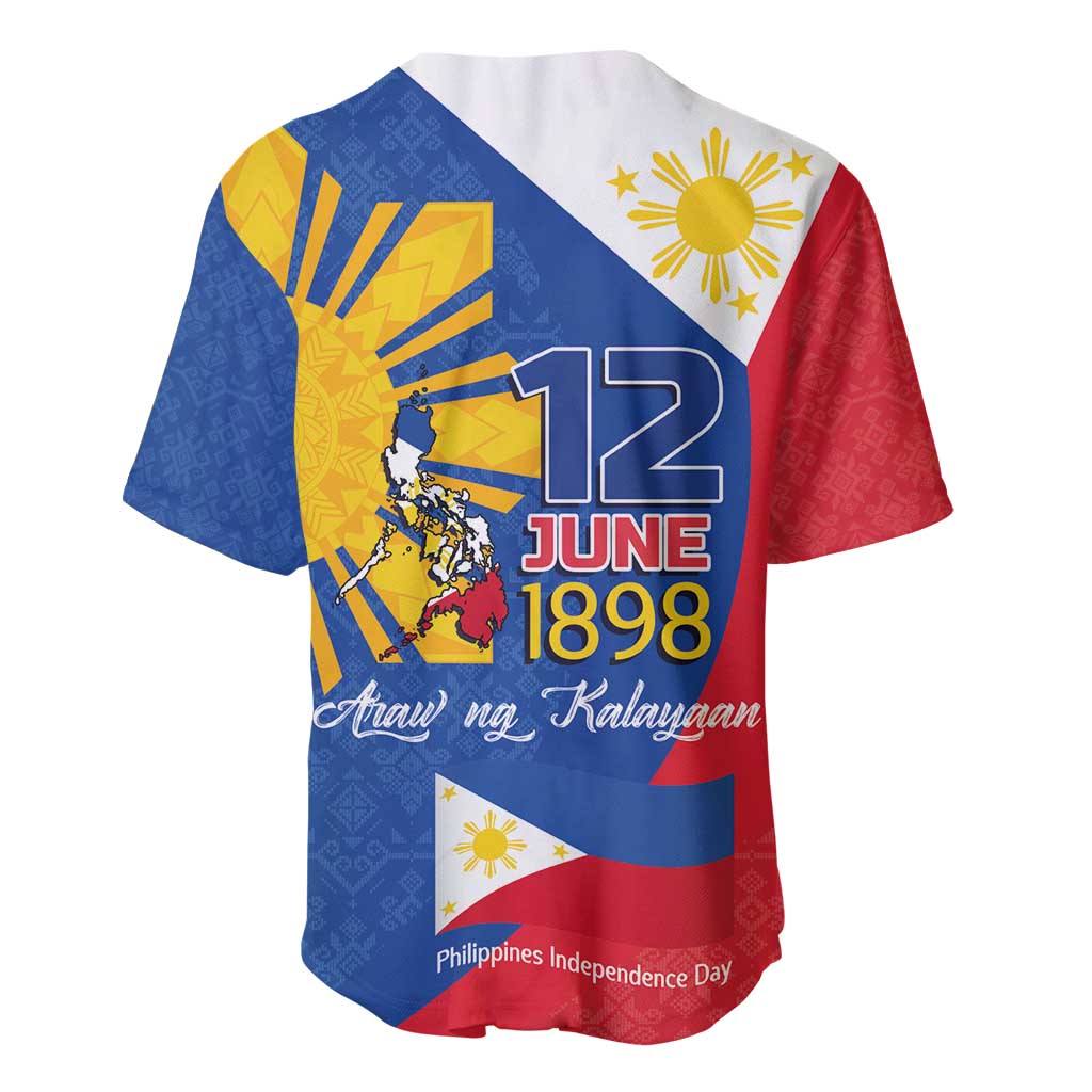 Philippines Independence Day Baseball Jersey Araw ng Kalayaan Polynesian Sun and YAKAN Pattern