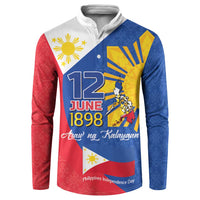 Philippines Independence Day Button Sweatshirt Araw ng Kalayaan Polynesian Sun and YAKAN Pattern