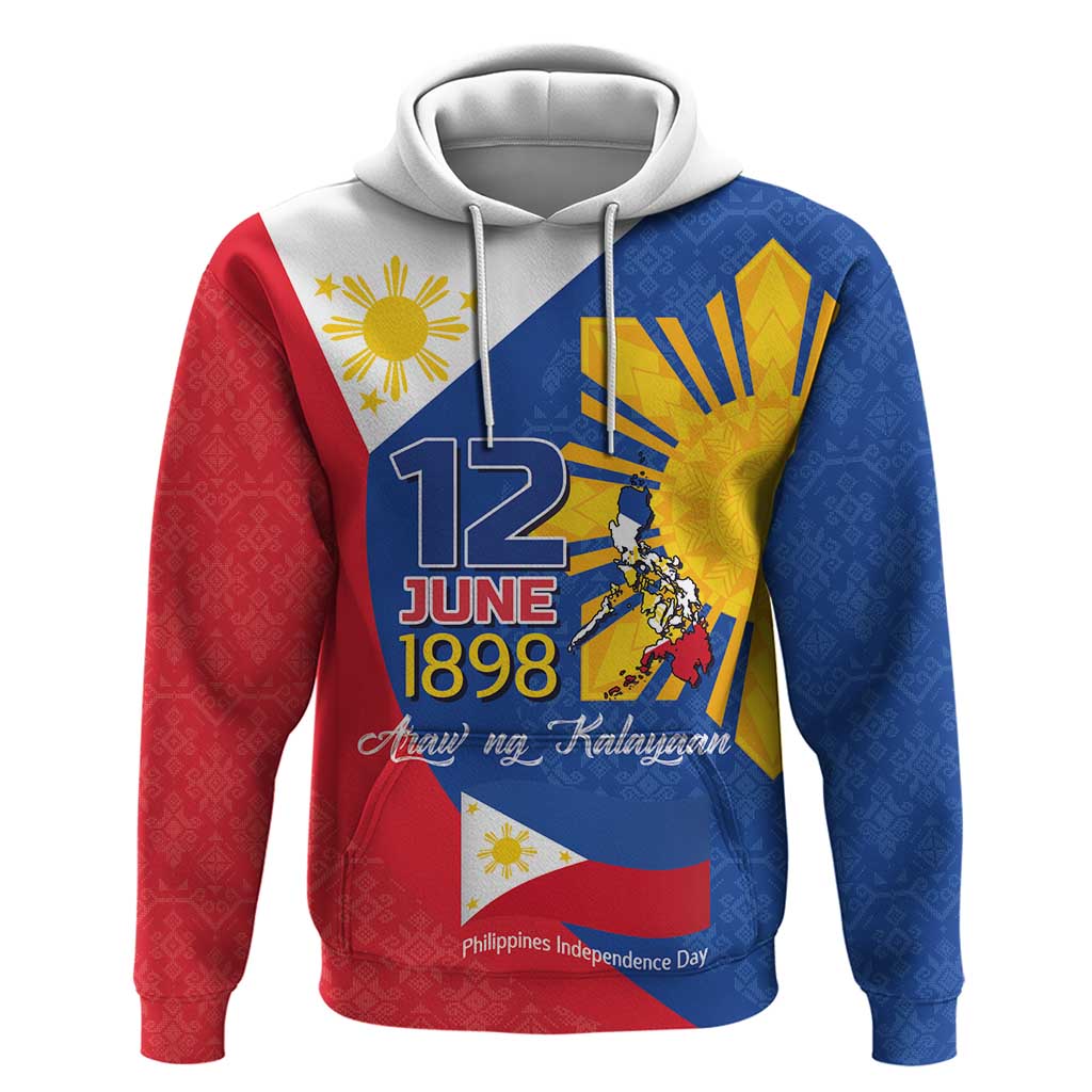 Philippines Independence Day Hoodie Araw ng Kalayaan Polynesian Sun and YAKAN Pattern