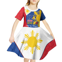 Philippines Independence Day Kid Short Sleeve Dress Araw ng Kalayaan Polynesian Sun and YAKAN Pattern