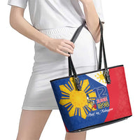 Philippines Independence Day Leather Tote Bag Araw ng Kalayaan Polynesian Sun and YAKAN Pattern