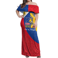 Philippines Independence Day Off Shoulder Maxi Dress Araw ng Kalayaan Polynesian Sun and YAKAN Pattern