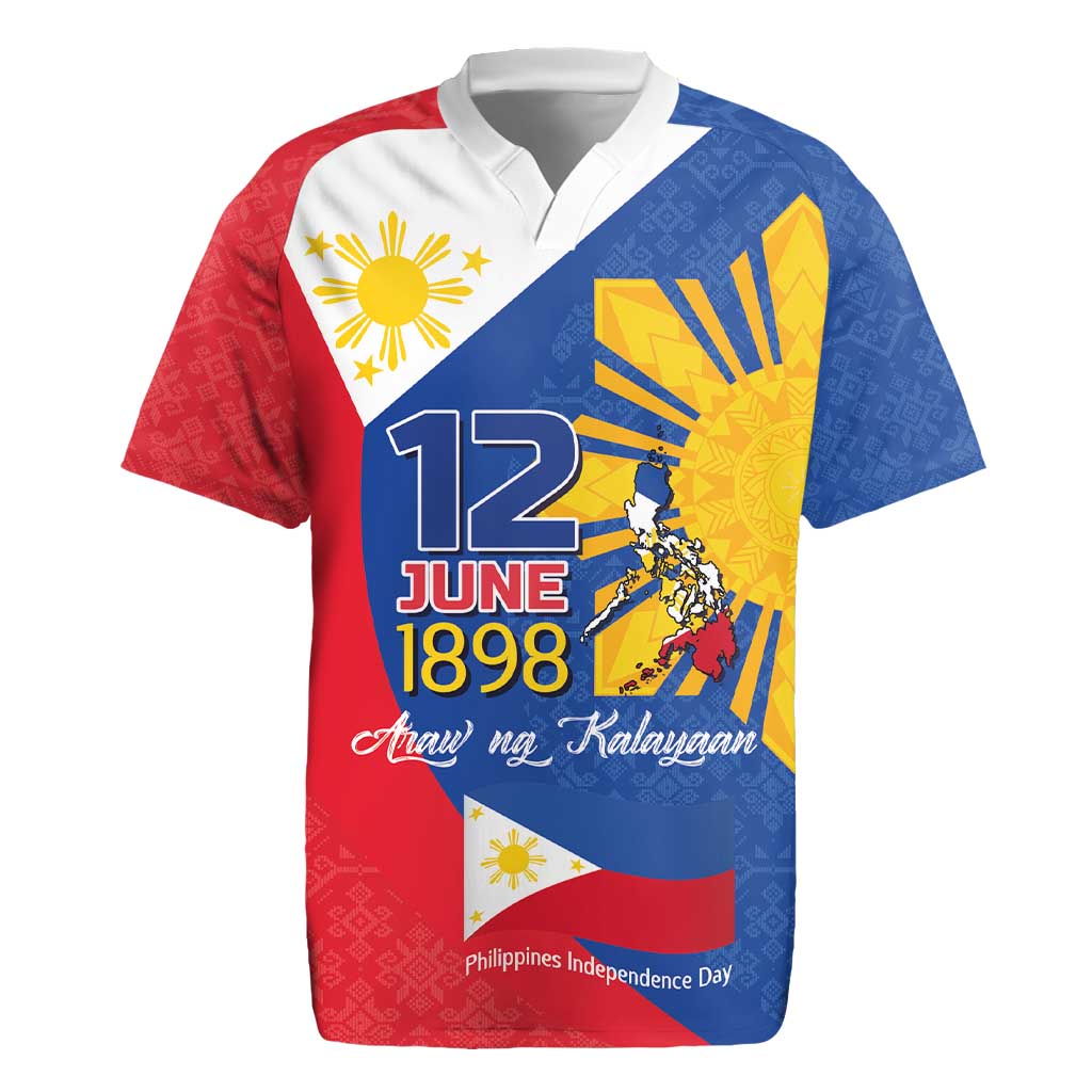 Philippines Independence Day Rugby Jersey Araw ng Kalayaan Polynesian Sun and YAKAN Pattern