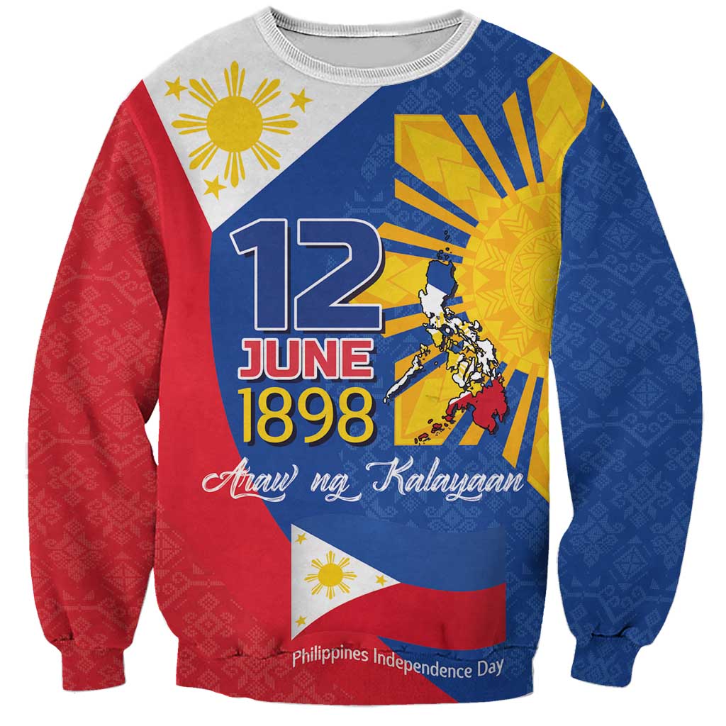 Philippines Independence Day Sweatshirt Araw ng Kalayaan Polynesian Sun and YAKAN Pattern