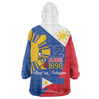 Philippines Independence Day Wearable Blanket Hoodie Araw ng Kalayaan Polynesian Sun and YAKAN Pattern