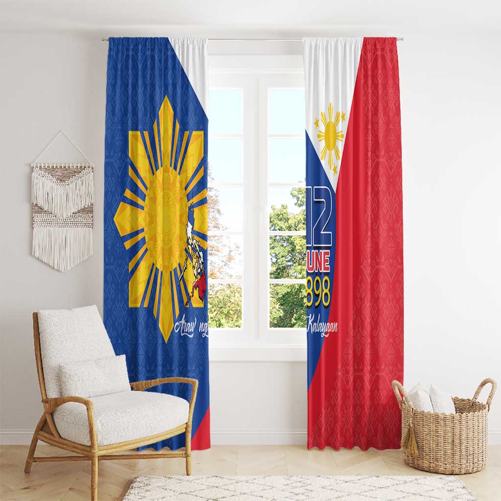 Philippines Independence Day Window Curtain Araw ng Kalayaan Polynesian Sun and YAKAN Pattern