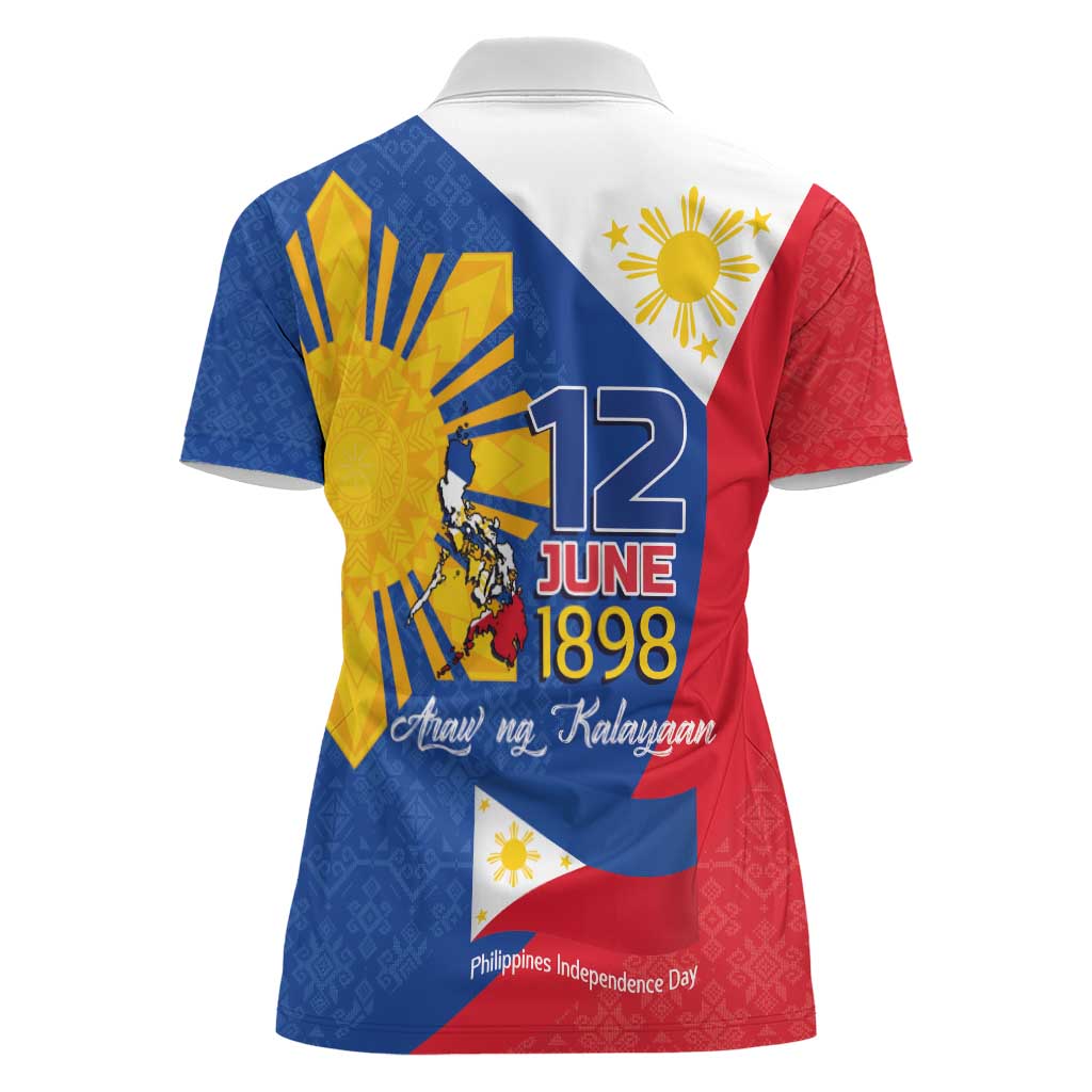 Philippines Independence Day Women Polo Shirt Araw ng Kalayaan Polynesian Sun and YAKAN Pattern