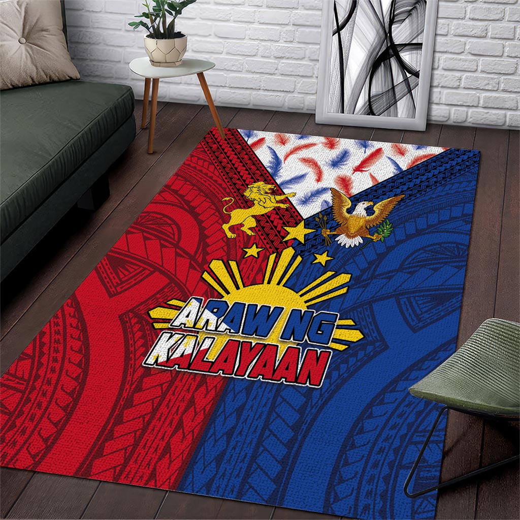 Philippines Independence Day 126th Anniversary Area Rug Polynesian Pattern National Flag Style