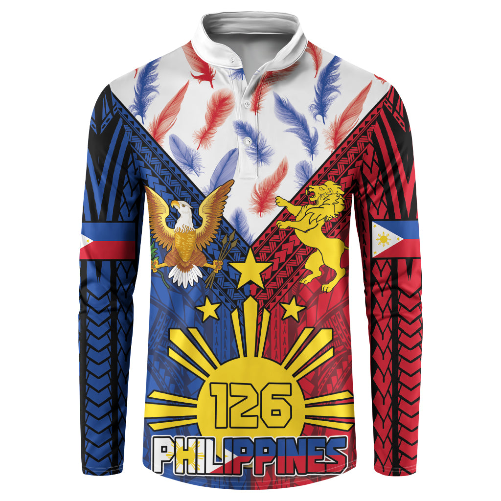 Philippines Independence Day 126th Anniversary Button Sweatshirt Polynesian Pattern National Flag Style
