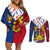 Philippines Independence Day 126th Anniversary Couples Matching Off Shoulder Short Dress and Long Sleeve Button Shirt Polynesian Pattern National Flag Style