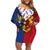 Philippines Independence Day 126th Anniversary Family Matching Off Shoulder Short Dress and Hawaiian Shirt Polynesian Pattern National Flag Style