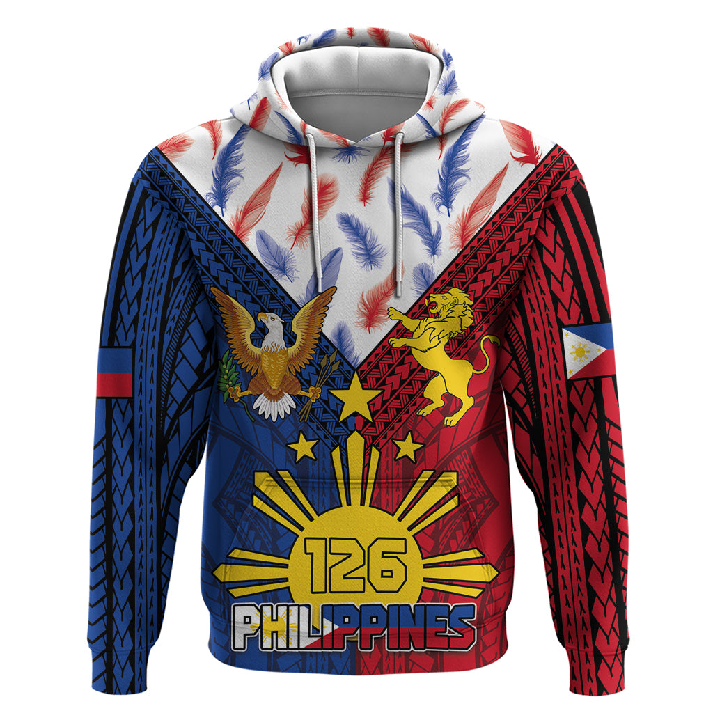 Philippines Independence Day 126th Anniversary Hoodie Polynesian Pattern National Flag Style