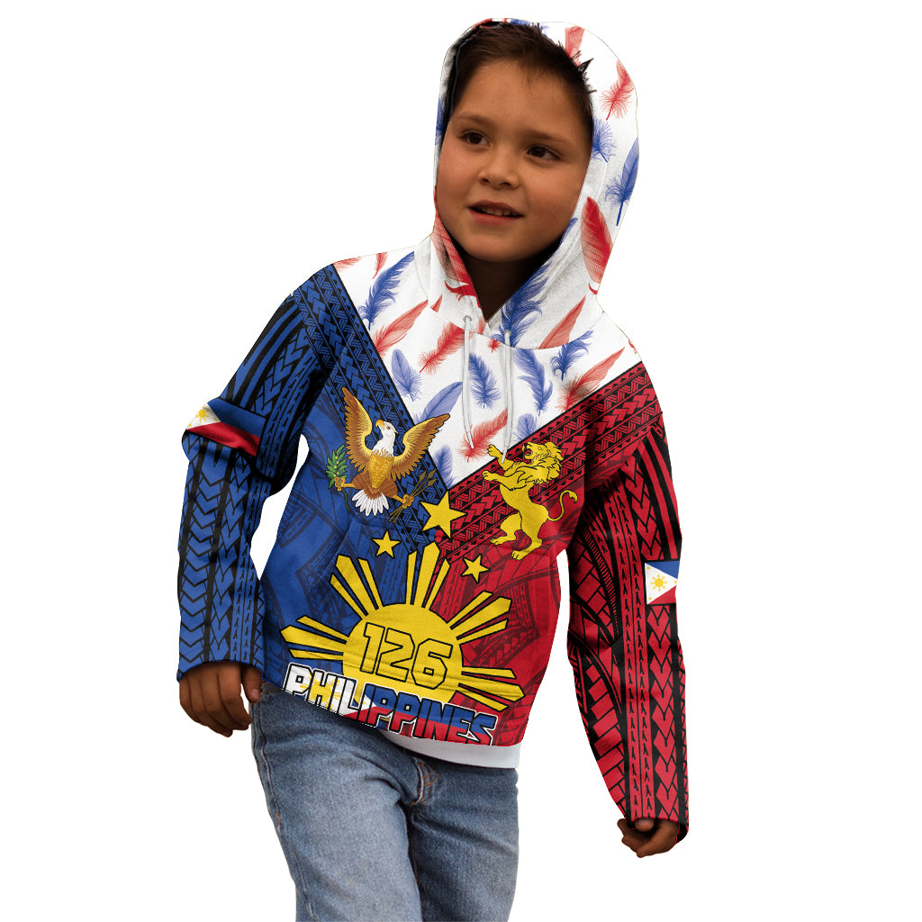 Philippines Independence Day 126th Anniversary Kid Hoodie Polynesian Pattern National Flag Style