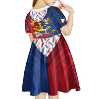 Philippines Independence Day 126th Anniversary Kid Short Sleeve Dress Polynesian Pattern National Flag Style