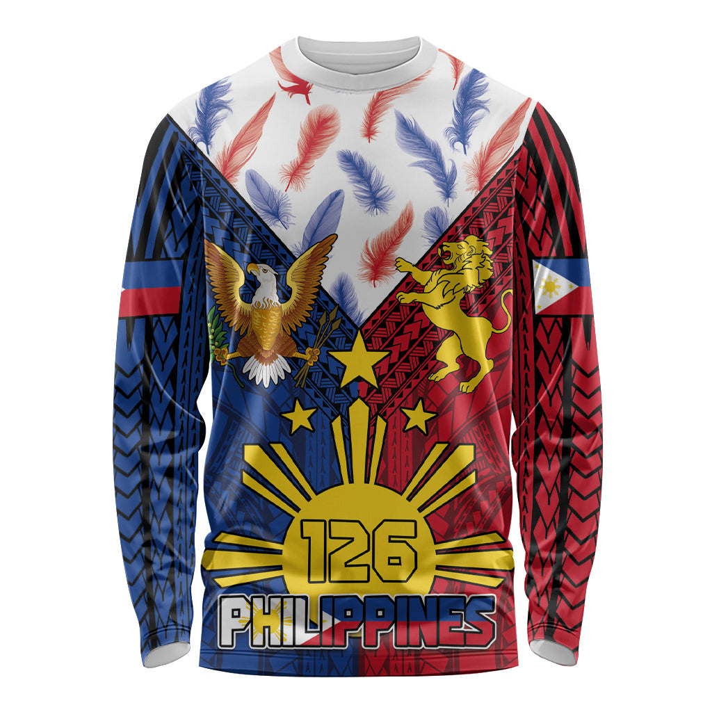 Philippines Independence Day 126th Anniversary Long Sleeve Shirt Polynesian Pattern National Flag Style