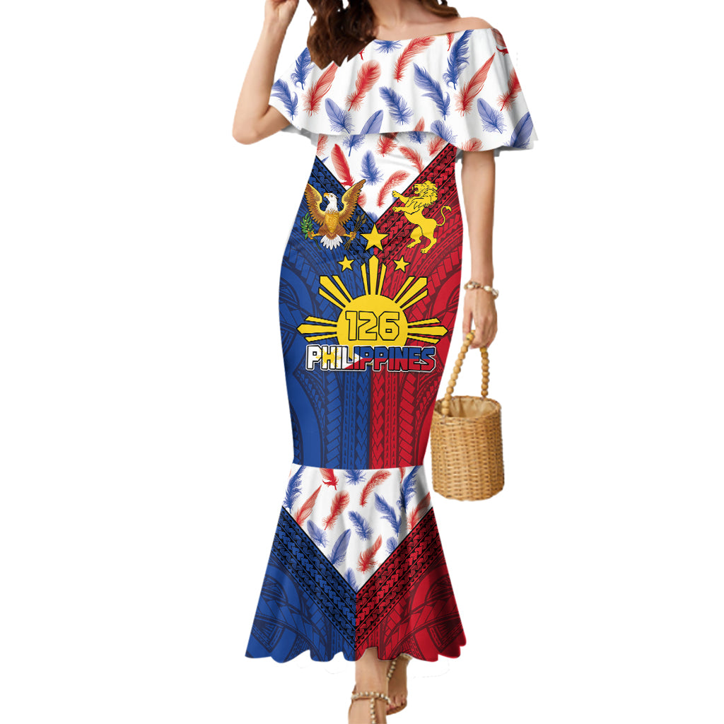 Philippines Independence Day 126th Anniversary Mermaid Dress Polynesian Pattern National Flag Style