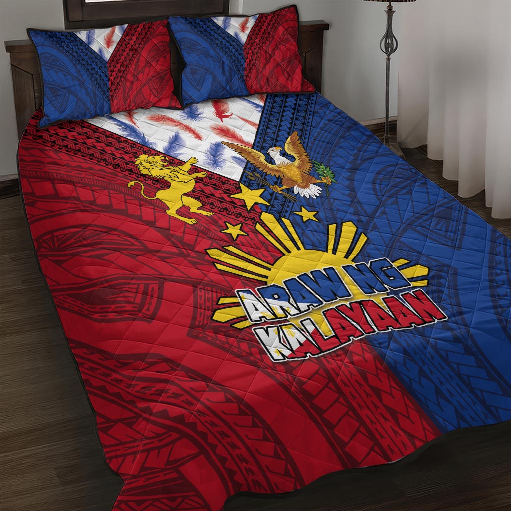 Philippines Independence Day 126th Anniversary Quilt Bed Set Polynesian Pattern National Flag Style