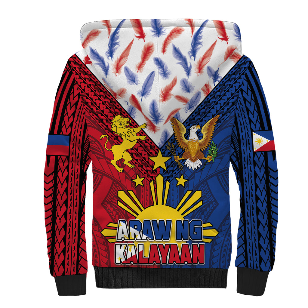 Philippines Independence Day 126th Anniversary Sherpa Hoodie Polynesian Pattern National Flag Style