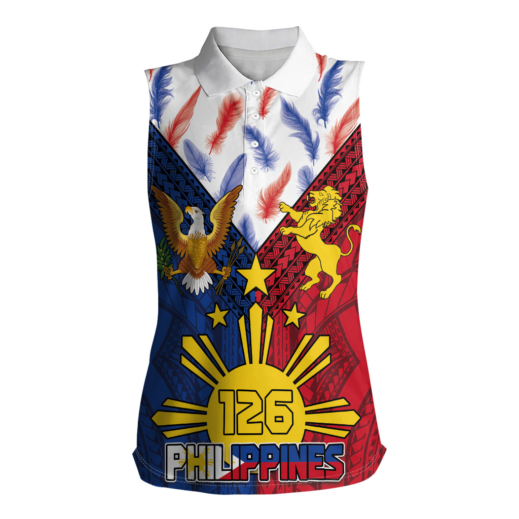 Philippines Independence Day 126th Anniversary Women Sleeveless Polo Shirt Polynesian Pattern National Flag Style