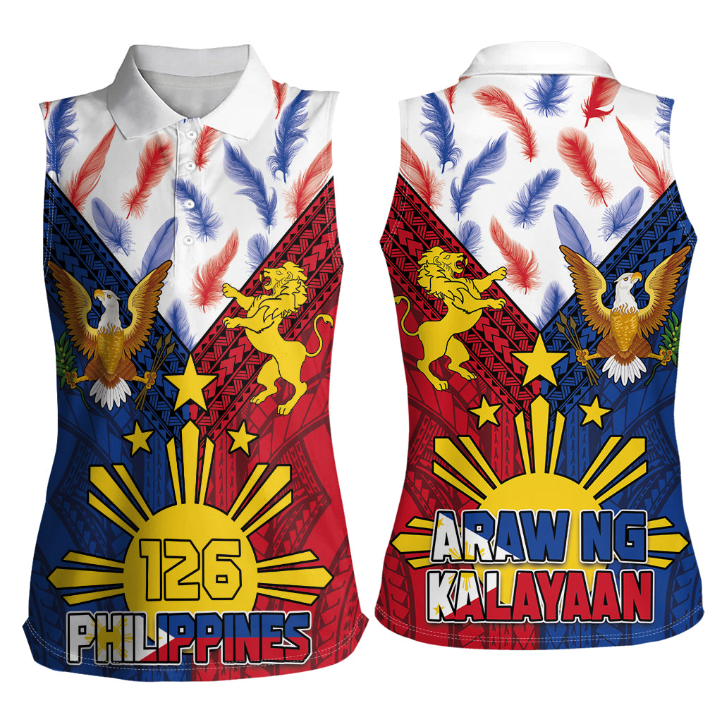 Philippines Independence Day 126th Anniversary Women Sleeveless Polo Shirt Polynesian Pattern National Flag Style