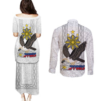 Philippines Eagle Week Couples Matching Puletasi and Long Sleeve Button Shirt Polynesian Pattern Barong Style