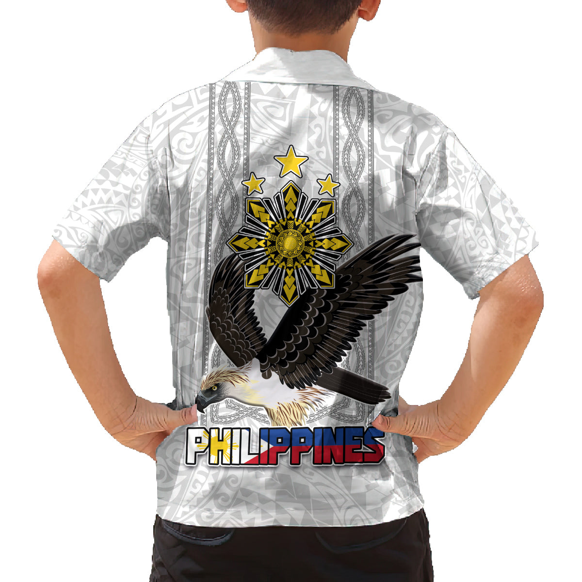 Philippines Eagle Week Family Matching Long Sleeve Bodycon Dress and Hawaiian Shirt Polynesian Pattern Barong Style